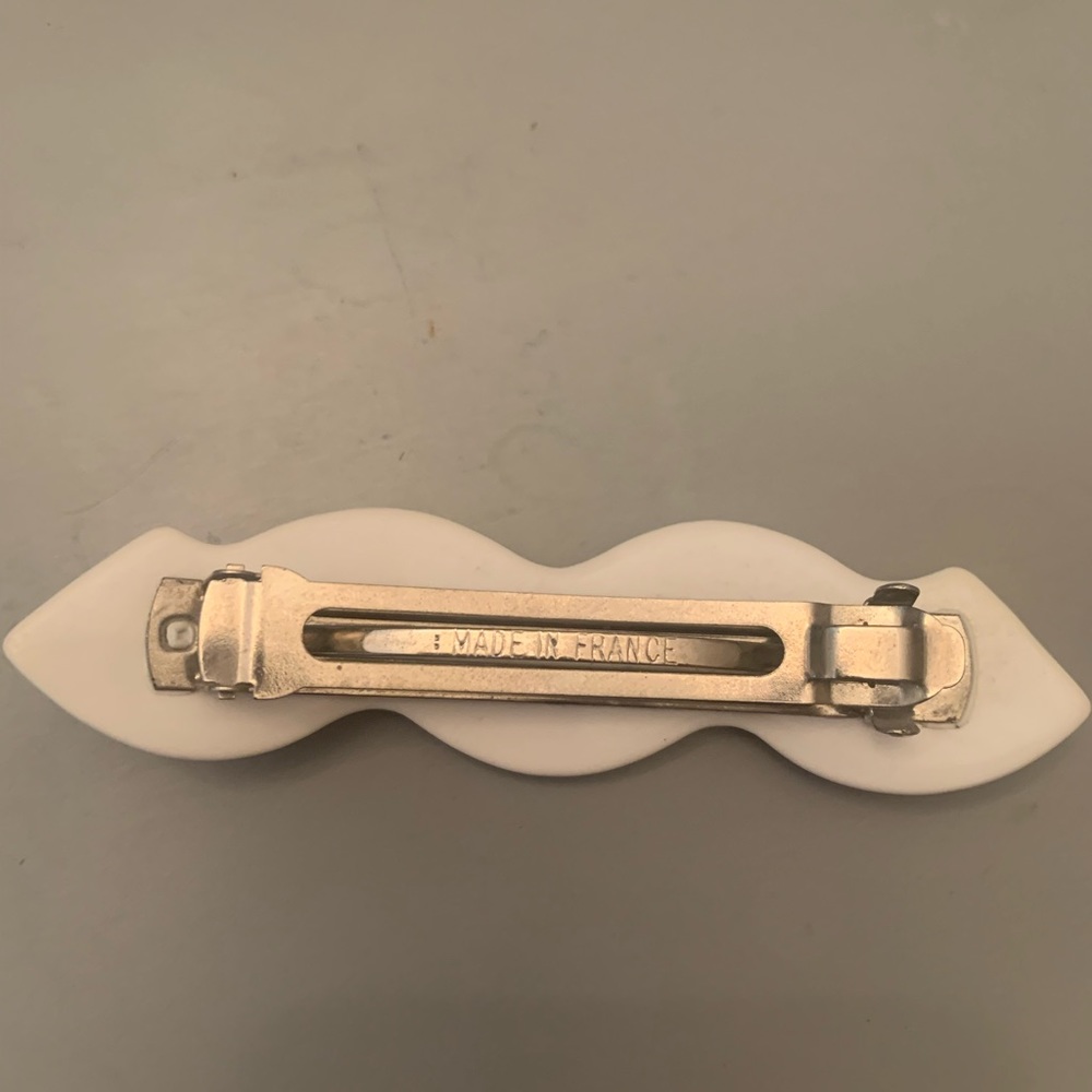 Vintage 80s French ๐ซ๐ท white-multi wave ๐ barrette - Picture 2 of 4